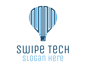 Blue Hot Air Balloon Tech logo design