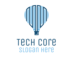 Blue Hot Air Balloon Tech logo design