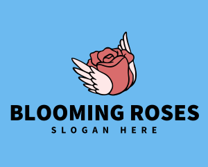 Rose Flower Wings logo design