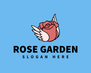 Rose Flower Wings logo design