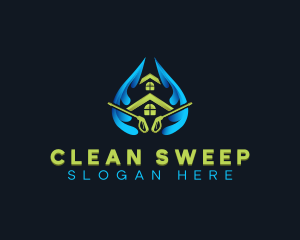 Pressure Washer Home Cleaning logo design