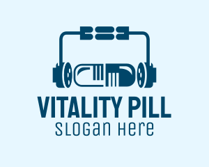 Music Headphones Pill logo design