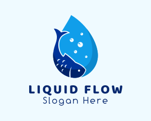 Water Fish Droplet logo design