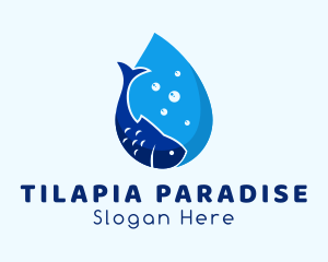 Water Fish Droplet logo design