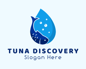 Water Fish Droplet logo design