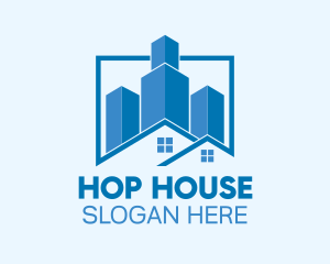 Blue House Building Contractor logo design