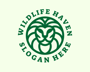 Green Wildlife Lion logo design