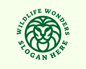 Green Wildlife Lion logo design