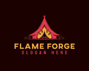 Campsite Flame Adventure logo design