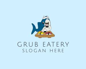 Japanese Shark Sushi logo design