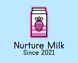 Strawberry Milk Box logo design