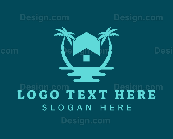 Ocean Palm Tree Home Logo