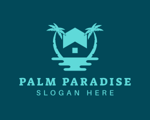 Ocean Palm Tree Home logo design