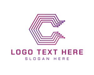 Gradient Hexagon Tech Letter C logo