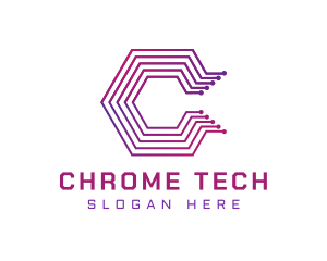 Gradient Hexagon Tech Letter C logo design