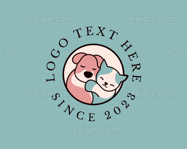 Hugging Pet Kitten Dog Logo