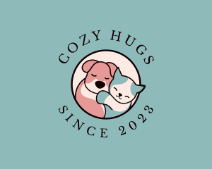 Hugging Pet Kitten Dog logo design