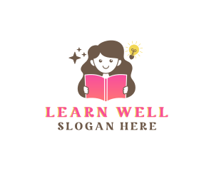 Girl Learning School logo design