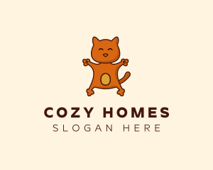 Happy Embracing Cat  logo design