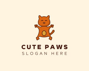 Happy Embracing Cat  logo design