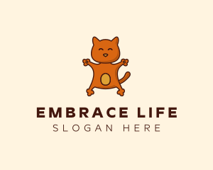 Happy Embracing Cat  logo design