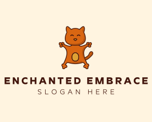 Happy Embracing Cat  logo design