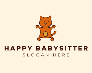 Happy Embracing Cat  logo design