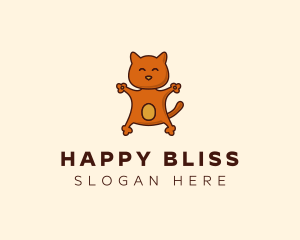 Happy Embracing Cat  logo design