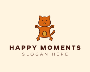 Happy Embracing Cat  logo design