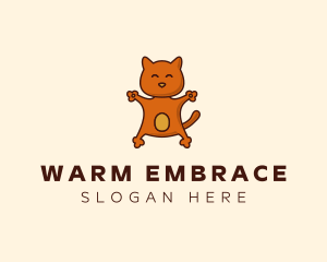 Happy Embracing Cat  logo design