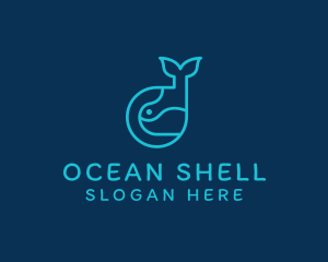 Ocean Whale Animal logo design