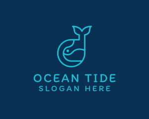 Ocean Whale Animal logo design