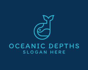 Ocean Whale Animal logo design