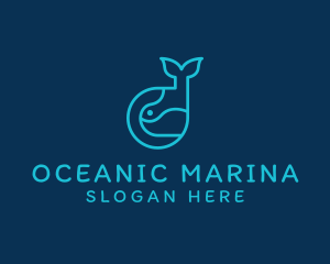 Ocean Whale Animal logo design