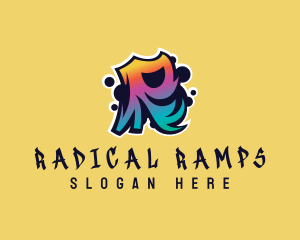 Colorful Graffiti Letter R  logo design