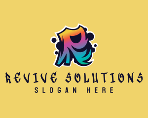 Colorful Graffiti Letter R  logo design