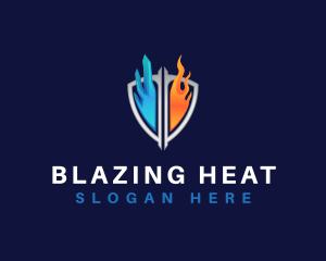 Heating Cooling Shield logo design