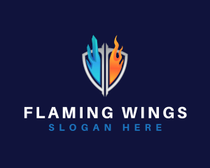 Heating Cooling Shield logo design