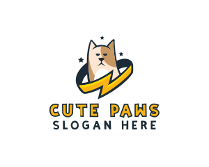 Stars Lightning Cat logo design