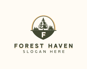 Outdoor Pine Tree Forest logo design