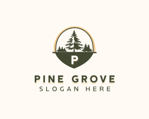 Outdoor Pine Tree Forest logo design