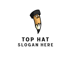 Mustache Hat Pencil logo design