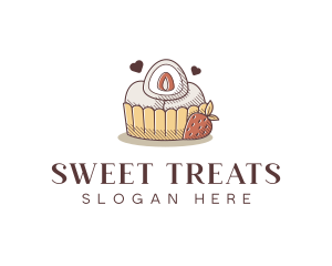 Strawberry Cake Dessert Logo