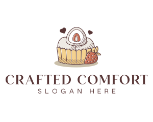 Strawberry Cake Dessert logo design