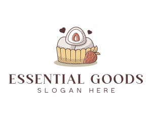 Strawberry Cake Dessert logo design