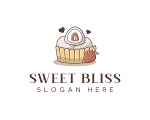 Strawberry Cake Dessert logo design