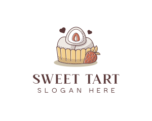 Strawberry Cake Dessert logo design