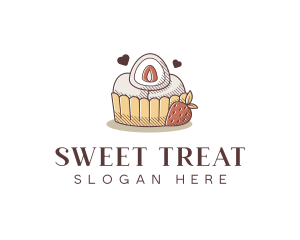 Strawberry Cake Dessert logo design