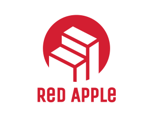 Red Building Stairs logo design