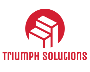 Red Building Stairs logo design